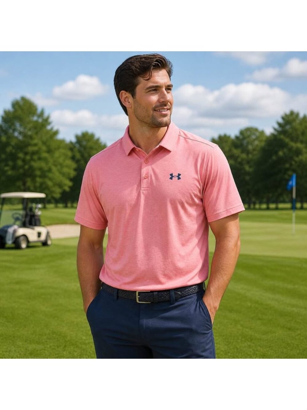 Under Armour Golf Polo – Coral orange – Size Large